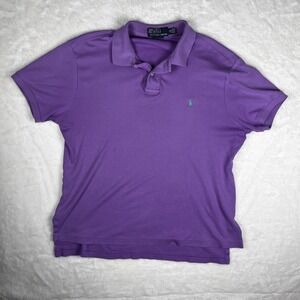 Vintage Ralph Lauren Shirt Mens Medium Purple 100% Pima Cotton Short Sleeve Polo